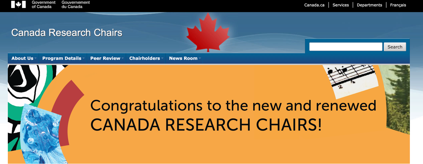 Screenshot von der Website der "Canada Research Chairs"