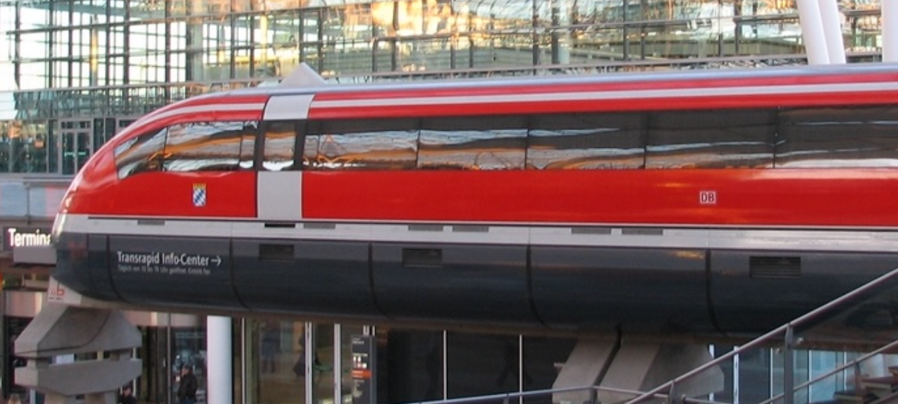 Transrapid-Modell am Münchner Flughafen.