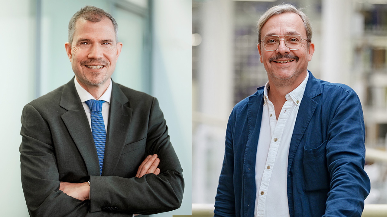Collage aus Businessportraits von Stefan Stuiermer und Marcus Specht von der Fernuniversitaet Hagen.