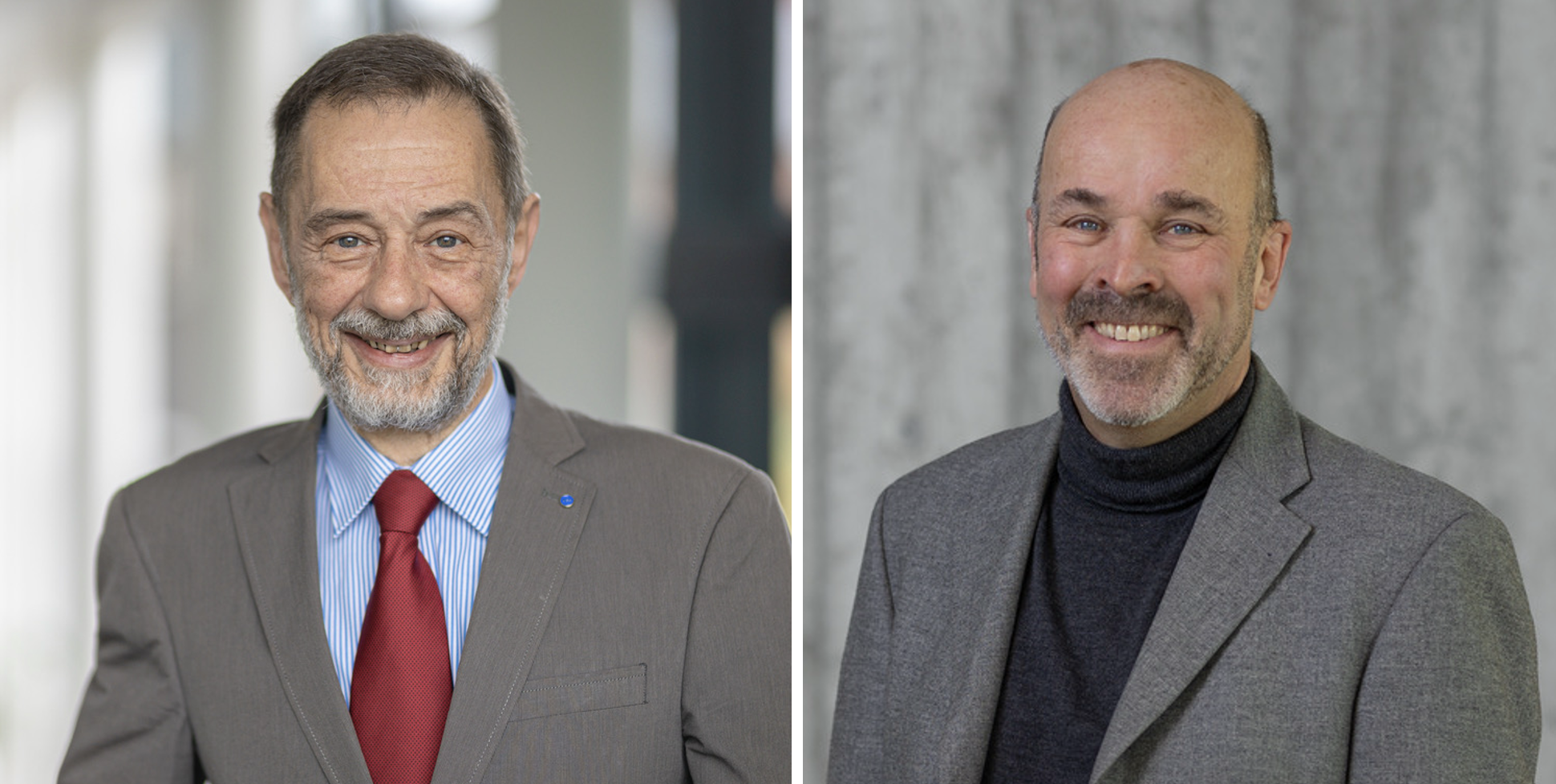 Collage aus Portraitfotos von Friedhelm Muendemann (links) und Hans Georg Helmstaedter (rechts).