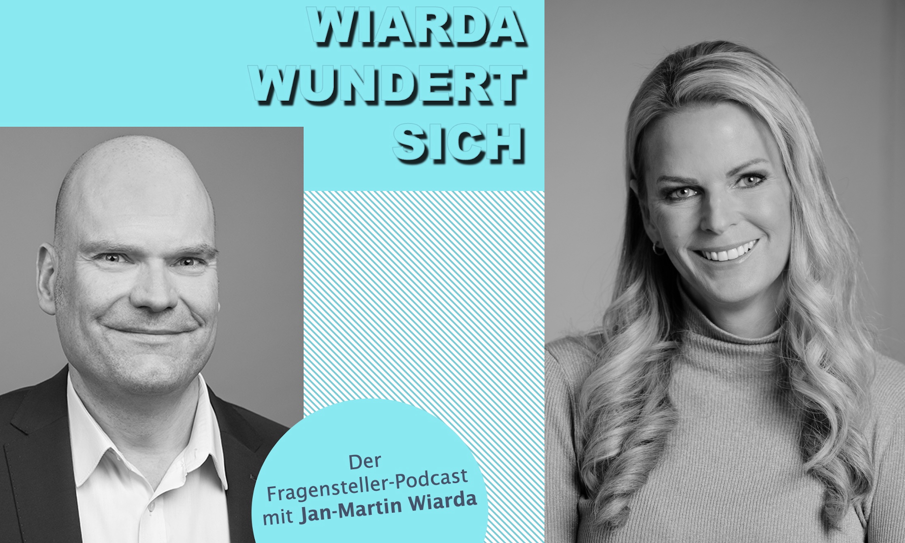 Collage aus Cover des Podcasts "Wiarda wundert sich" und Portraitfoto der Gaestin Silke Mueller. 