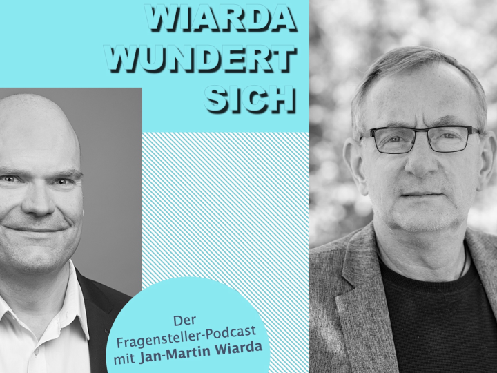 Collage aus dem Cover des Podcasts "Wiarda wundert sich" und Portraitfoto des Gasts Bernd Siggelkow.