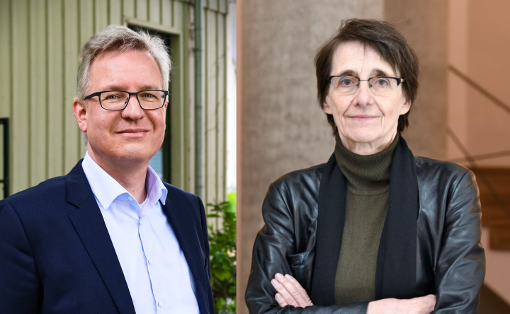 Collage aus zwei Portraitfotos von Stefan Lange und Petra Gehring.