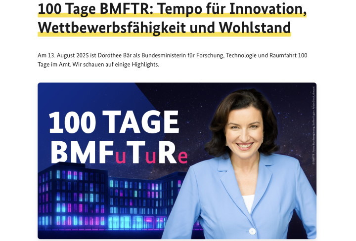 Screenshot der BMFTR-Website zu 
