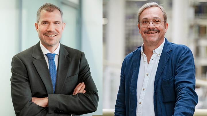 Collage aus Businessportraits von Stefan Stuiermer und Marcus Specht von der Fernuniversitaet Hagen.