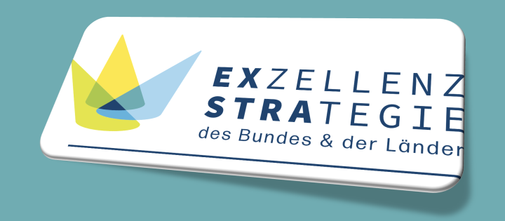 Logo der Exzellenzstrategie des Bundes und der Laender auf gruenem Grund.