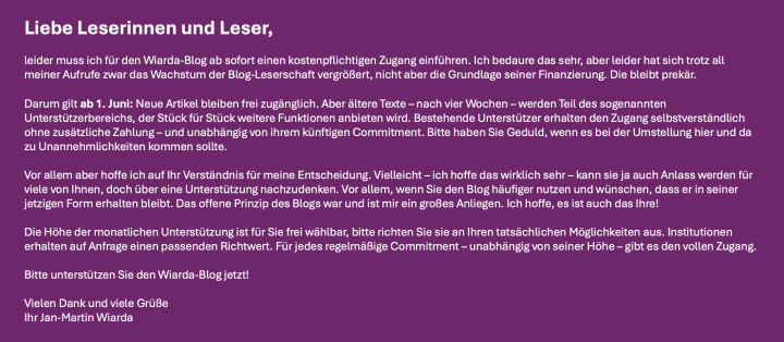 Information zum neuen Archivzugang des Wiarda-Blogs auf farbigem Hintergrund.