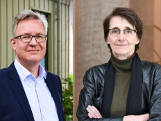 Collage aus zwei Portraitfotos von Stefan Lange und Petra Gehring.