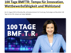 Screenshot der BMFTR-Website zu "100 Tagen BMFuTuRe"