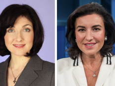 Kollage aus Portraitfotos von Katherina Reiche und Dorothee Baer.