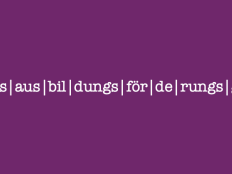 Das Wort Bundesausbildungsförderungsgesetz in Weiß auf Beere mit Silbentrennung.