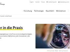 Screenshot Website des BMFTR zum Stichwort Transfer.