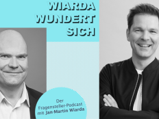 Collage aus Cover des Podcasts "Wiarda wundert sich" und Portraitfoto des Gastes Steffen Krach.. 