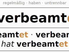 Woerterbucheintrag zum Verb "verbeamten" und seine Konjugation.