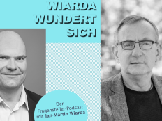 Collage aus dem Cover des Podcasts "Wiarda wundert sich" und Portraitfoto des Gasts Bernd Siggelkow.