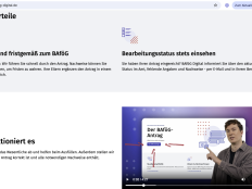 Screenshot Bafög-Seite mit Erklärvideo des BMFTR.