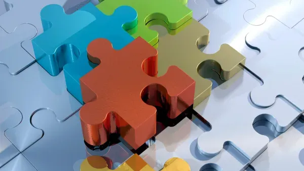 Puzzlestücke, die ineinandergreifen.