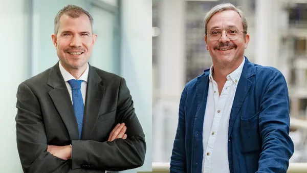 Collage aus Businessportraits von Stefan Stuiermer und Marcus Specht von der Fernuniversitaet Hagen.
