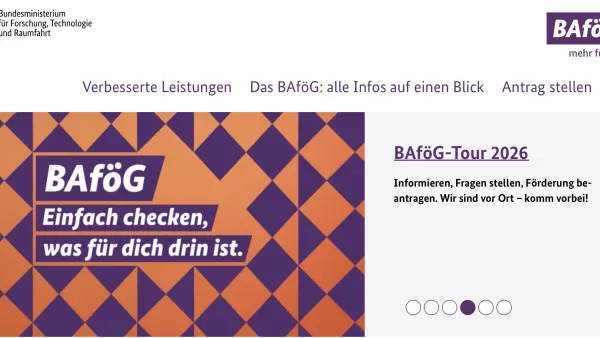 Screenshot von der BAföG-Informationsseite des BMFTR.